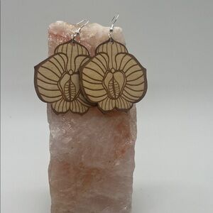 Elegant Brown Orchid Earrings